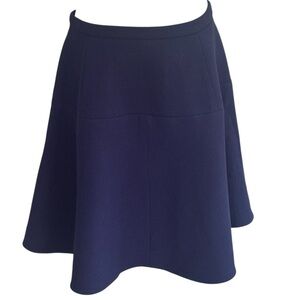 CARVEN A Line Mini Midi Skirt Blue 100% Wool Lined Work Party Size 42 6 M Luxury